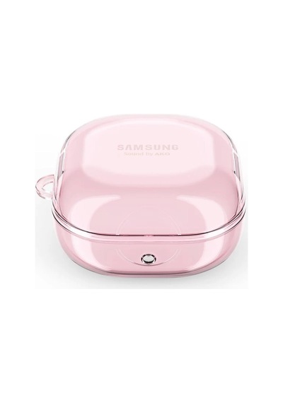 Microsonic Samsung Uyumlu Galaxy Buds Live Kılıf Askı Aparatlı Tranparan Silikon Pembe