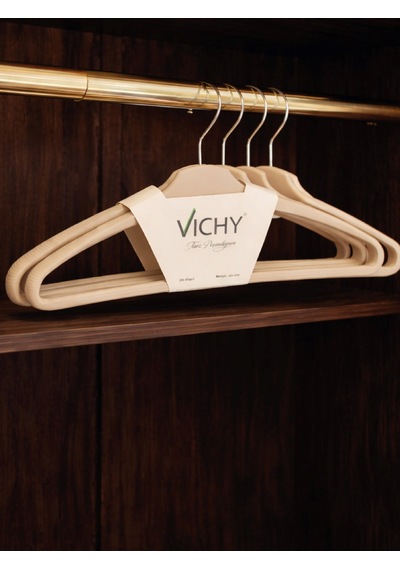 Vichy 5 Li Kaymaz Yüzeyli Askı 42,5 Cm Bej Renk Elbise & Gömlek Askısı Vch-7023 Açık Bej