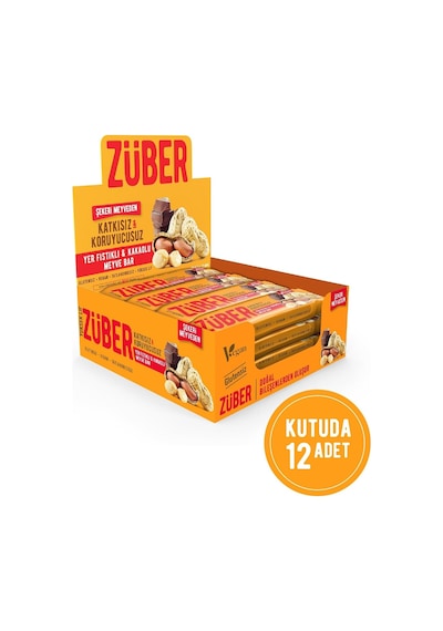 Züber Yer Fıstıklı Ve Kakaolu Meyve Bar 40g X 12 Adet