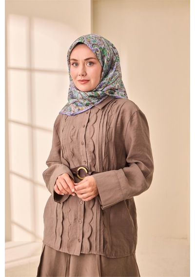 Silk Home Twill İpek Eşarp 11478-36 Bebe Mavi, Eflatun, Patina Yeşili