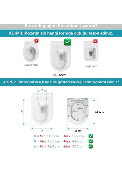 Aqua Bagno Roxy Yavaş Kapanan Klozet Kapağı - Duroplast
