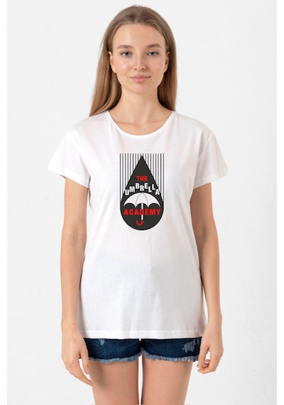 The Umbrella Academy Rain Logo Beyaz Kadın Bisikletyaka Tshirt Beyaz