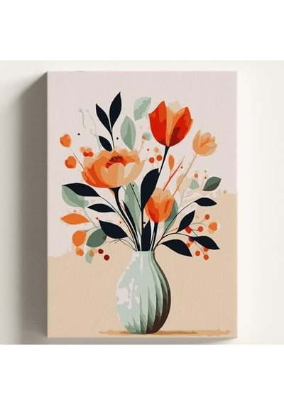 Sayılarla Boyama Tuval Hobi Seti Sanatsal 3 Temalı Fırça Ve Boya Dahil Set Çıtalı 40x50 Cm Kendin Yap Sayılarla Tuval Boya Kiti Kasnaklı