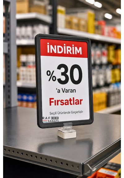 10 Adet - A5 Mıknatıs Tutuculu Fiyatlık Etiketlik Dikey Yatay Ve Bilgilendirme Çerçevesi Siyah