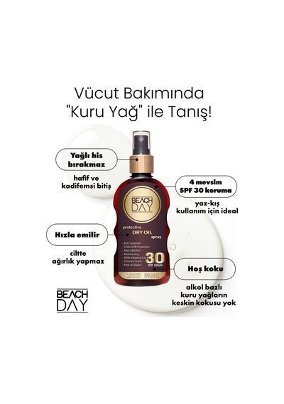 Beach Day SPF 30 Koruyucu Bronzlaştırıcı Kuru Yağ Sprey 150 ML