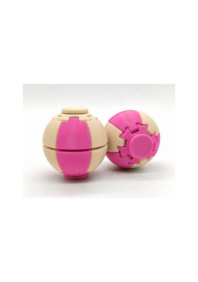 Alvera Press Küresi 3d Baskı Dönüşen Mekanik Fidget Stres Oyuncağı-pembe-bej