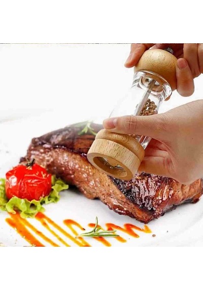 Akrilik Ahşap Biber Değirmeni Çelik 16 Cm Çok Renkli