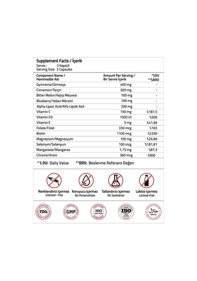 Validus Gymnema Sylvestre 400 Mg + Cinnamon 300 Mg 90 Kapsül