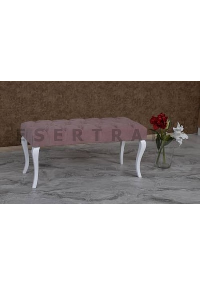 Esertrade Ahşap Ayaklı Kapitone Düğmeli Jerry Kumaşlı Puf/Bench