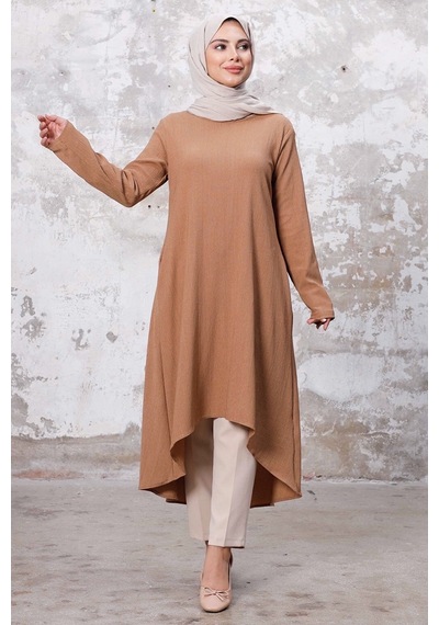 Bestenur Asimetrik Kesim Tunik 1253 - Vizon