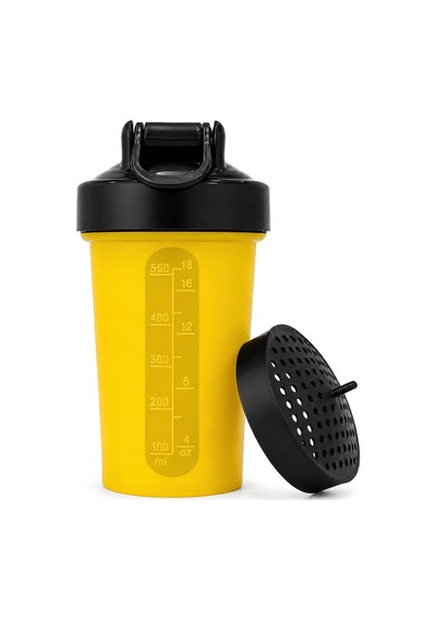 Just Shaker 550 Ml Ölçekli Ve Sızdırmaz Kapaklı Protein Shaker 2'li Set Sarı+siyah Sarı-siyah