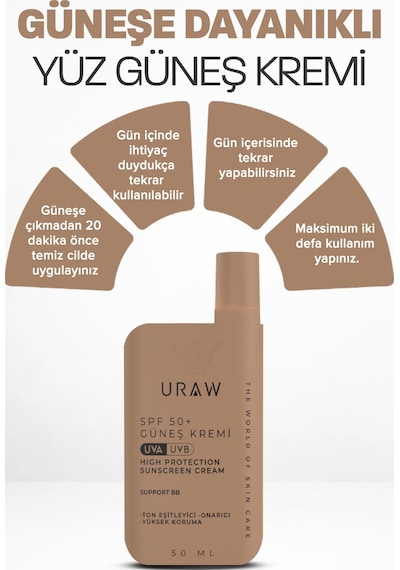 Uraw Support BB Koruyucu Yüz Güneş Kremi SPF50+ 50 ML