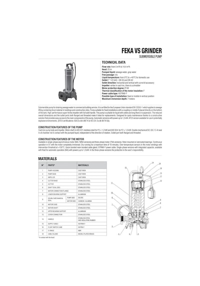 Dab Feka Vs Grinder 1000 Ma Parçalayıcı Bıçaklı Dalgıç Pompa 1,36 Hp