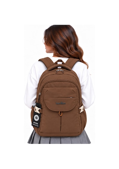 Okul Çantası Su Geçirmez Kumaş Unisex Okul Sırt Çantası 2601 Vizon Açik Vizon