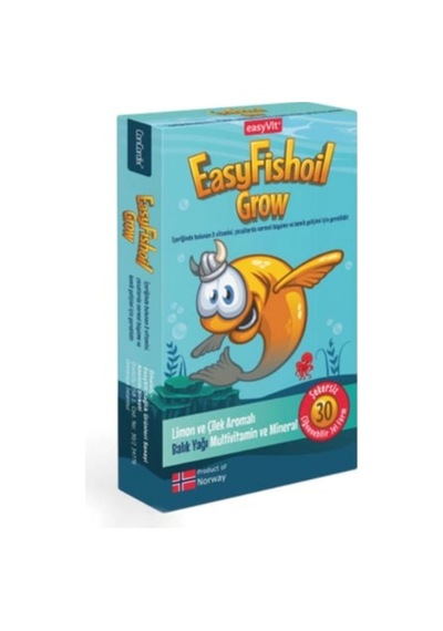 Easy Fish Oil Grow Limon ve Çilek Aromalı Takviye edici Gıda 30 Jel Tablet
