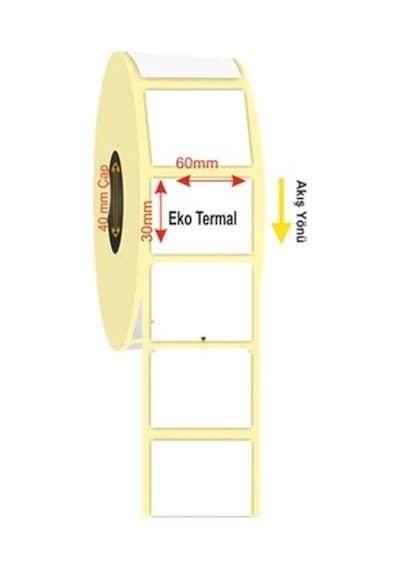 Hastane Tahlil Etiketi Kan Eko Termal 30x60 1000'li