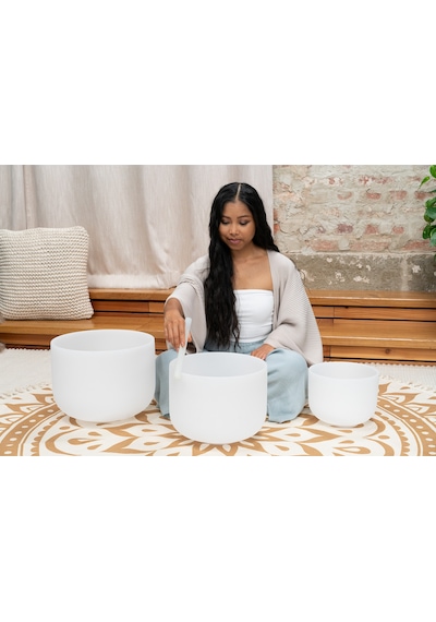 Meinl Sonic Energy 3-parça Crystal Singing Bowl Set A4 / F4 / C4, 432 Hz