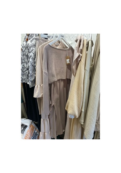 Unika Boutique Ham Keten Bohem Bluz Etek Takım Pembe
