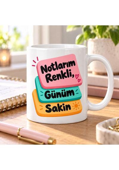 Bezos Notlarım Renkli Tasarımlı Porselen Kupa - Model 489 Ventra