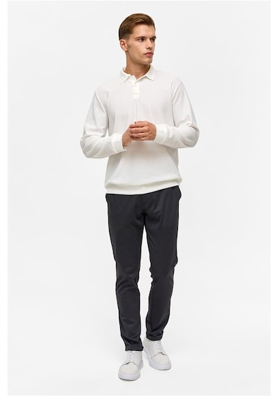 SÜVARİ Beyaz Regular Düz Polo Yaka Sweatshirt Beyaz