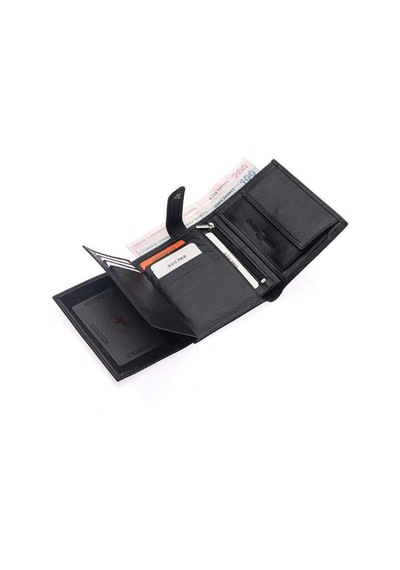 Westpolo Hook Bozuk Para Ve Bol Kart Bölmeli Yumuşak Hakiki Deri Erkek Cüzdanı - Siyah