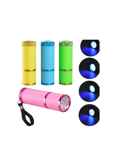 4 Paket Uv El Feneri Siyah Işık, Taşınabilir Küçük 9 Led Siyah Işık, Jel Tırnaklar İçin Profesyonel Uv Tırnak Kurutucu, Evcil Hayvanlar İdrar Ve Lekeler İçin Mini Işık Meşale Dedektörü