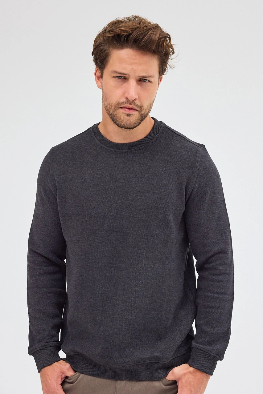 İmza Antrasit Uzun Kol Bisiklet Yaka Düz Pamuklu Comfort Fit Sweatshirt 1013255150 Antrasit İmza Antrasit Uzun Kol Bisiklet Yaka Düz Pamuklu Comfort Fit Sweatshirt 1013255150 Antrasit