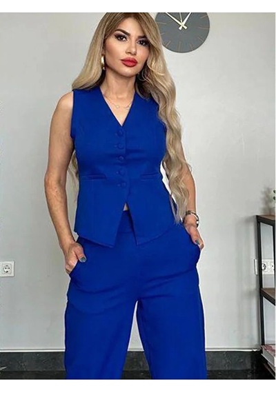 Tane Tasarım Kadın Yelek Pantolon Takım Kadın Şık Yelekli Takım - Dar Kalıptır Lacivert Lacivert Tane Tasarım Kadın Yelek Pantolon Takım Kadın Şık Yelekli Takım - Dar Kalıptır Lacivert Lacivert