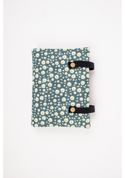 Kitap Ve Defter Kılıfı Papatya Desenli Çok Bölmeli Kumaş Organizer 19x26 Cm