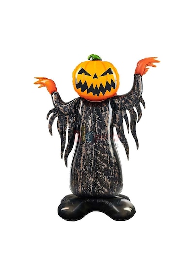 Halloween Ayaklı Balkabağı Korkuluk Folyo Balon 115x90 Cm