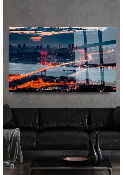Harika Istanbul Manzaralı Kırılmaz Cam Tablo, Ev Ofis Hediyesi Yüksek Çözünürlüklü 4mm Cam Tablo