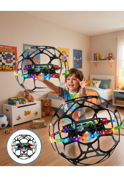 Futbol Topu Tasarımıyla Koruyucu Kafesli Drone Led Işıklı