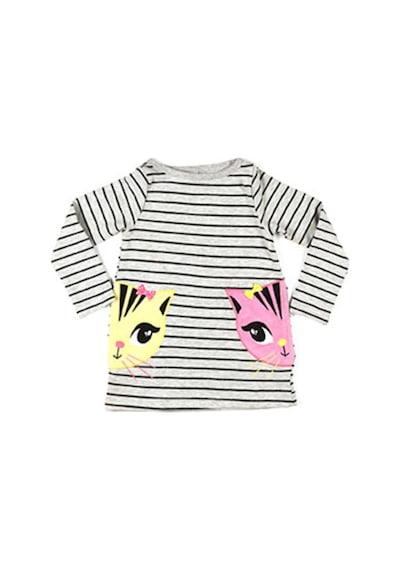 Denokids Ikiz Kedi Elbise Gri