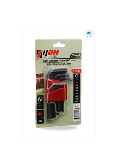 Alyan Anahtar Takımı Siyah Kısa Düz 120 Mm 9 Parça Allen Krom Van
