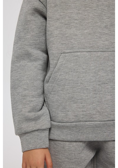 Panço Kız Çocuk Kapüşonlu Gri Sweatshirt