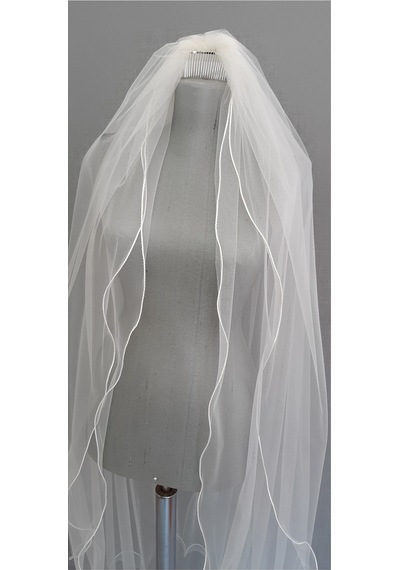 Suzanna Moda Taraklı Hayal Tül Kenarı Şerit İle Kıvrımlı 1mt Boy Gelin Duvağı