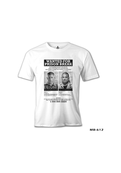Prison Break - Wanted For Beyaz Erkek Tshirt 001