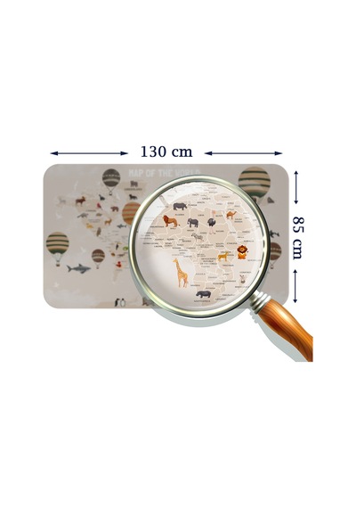Eğitici Dünya Haritası Dünya Atlası Çocuk Ve Bebek Odası Duvar Sticker-85x130-3792 Çok Renkli
