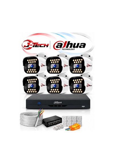 Dahua J-tech D1077 5mp 6'lı Akıllı Sesli Ip Kamera Seti Renkli Gece Yüz Araç Hareket Algılama