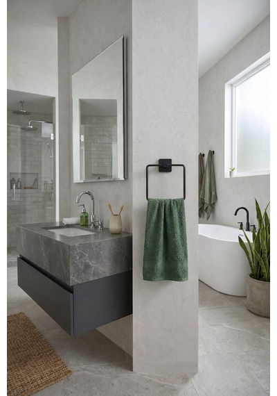 Sas Haus Yapışkanlı Siyah Kare Havluluk Duvar Tipi Delme Gerektirmez Banyo Havlu Askılığı S-130 - Kts Kont Serisi