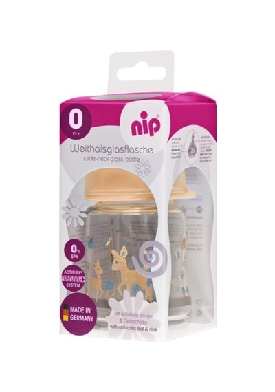 Nip Wide Neck Bottle 120 ML Antikolik Cam Biberon Kız