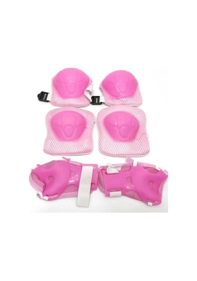 Yüksek Korumalı 6'lı Paten,scooter,bisiklet Koruma Set Dizlik Dirseklik Koruyucu Set Pembe