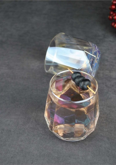 2 Adet Hologramlı Cam Bardak Meşrubat Su Bardağı 330 Ml - Dıamond Hologram Bardak