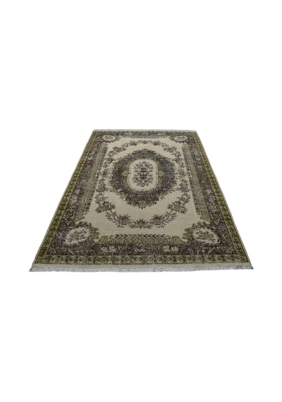 Zehra Abla Halı Vintage 6m2 El Dokuma Aubusson Model Eskitme Lüks Yün Salon Halısı 5867 Renkli