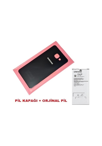 Samsung Galaxy Uyumlu A3 2016 A310 Arka Kapak Batarya Kapağı + Pil Cam Siyah