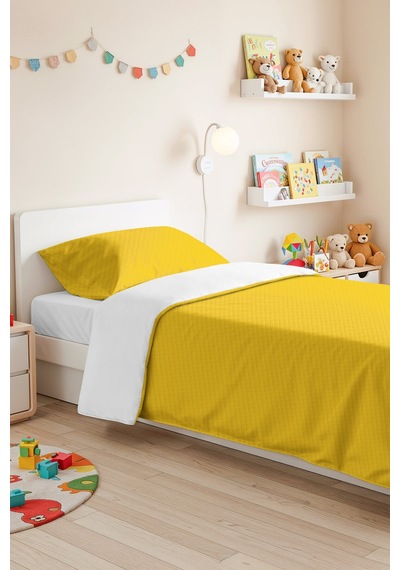 Sarı Modern Genç Odası Tek Kişilik Pike Takımı - Hardal Minimal 160x220 Cm Kapitone Yatak Örtüsü Sabahçı Rüzgar Sükuneti