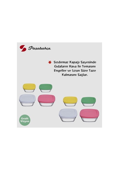 Pudding Silikon Kapaklı Cam Saklama Kabı 8'li Kahvaltılık 310cc. Fma07093