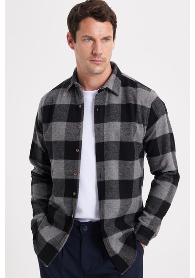 Tudors Erkek Slim Fit Dar Kesim Kareli Kışlık Oduncu Gömlek-42331 Antrasit Tudors Erkek Slim Fit Dar Kesim Kareli Kışlık Oduncu Gömlek-42331 Antrasit