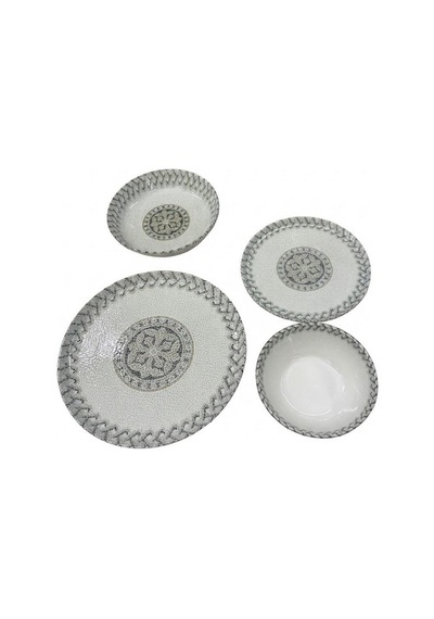 Porselen 24 Parça Yemek Takımı Vintage Desen Aura Krem