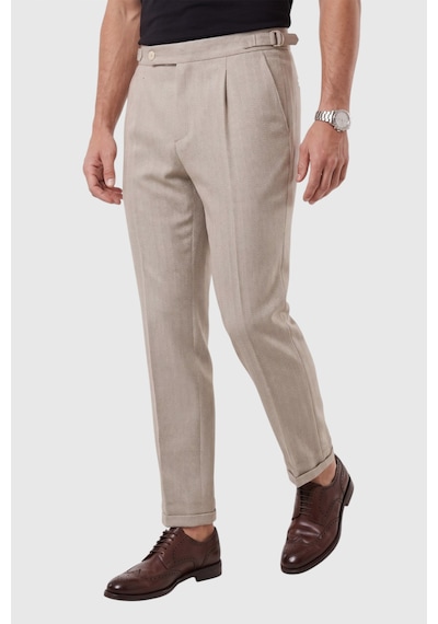 Rizzup Erkek Bej Safari Ceketli Slim Fit 2'li Takım Elbise Pileli Duble Paça Pantolon 2600723 Rizzup Erkek Bej Safari Ceketli Slim Fit 2'li Takım Elbise Pileli Duble Paça Pantolon 2600723